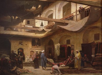 Der Teppichbasar, Kairo, vor 1866 von Louis Claude Mouchot